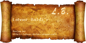Lehner Balár névjegykártya